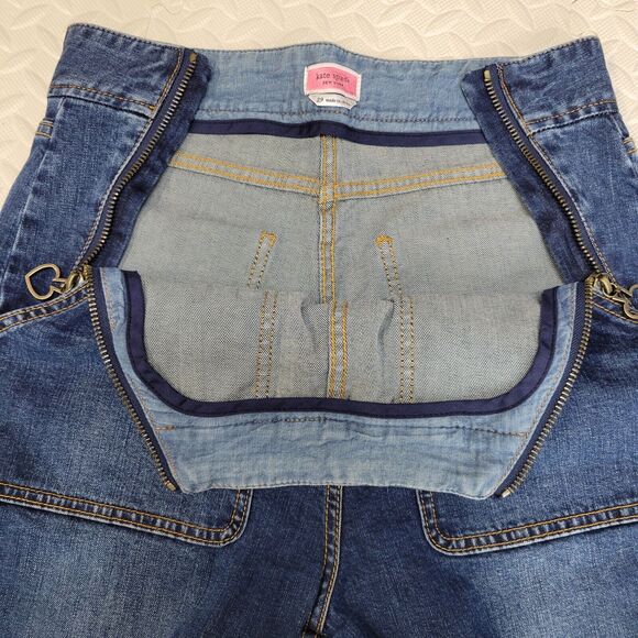 Kate Spade Jeans Womens 29 Wide Leg Cropped High Rise Spade Zipper Pulls Boho - Picture 8 of 11